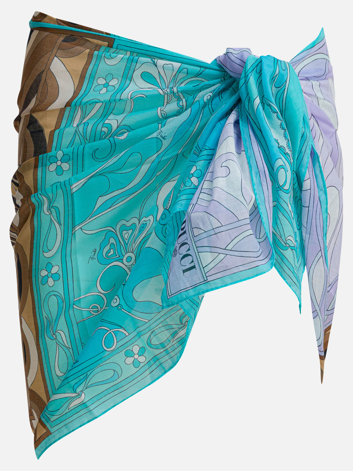 Pucci Pareo with three iconic prints Light blue