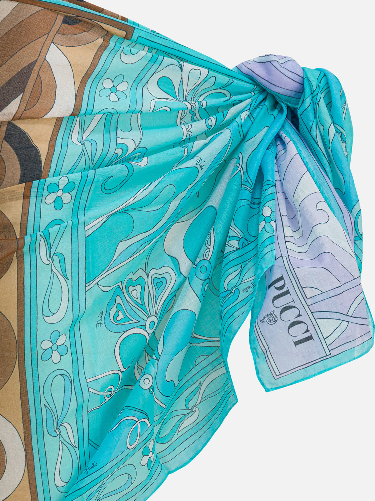 Pucci Pareo con tre stampe iconiche Azzurro - VIETTI