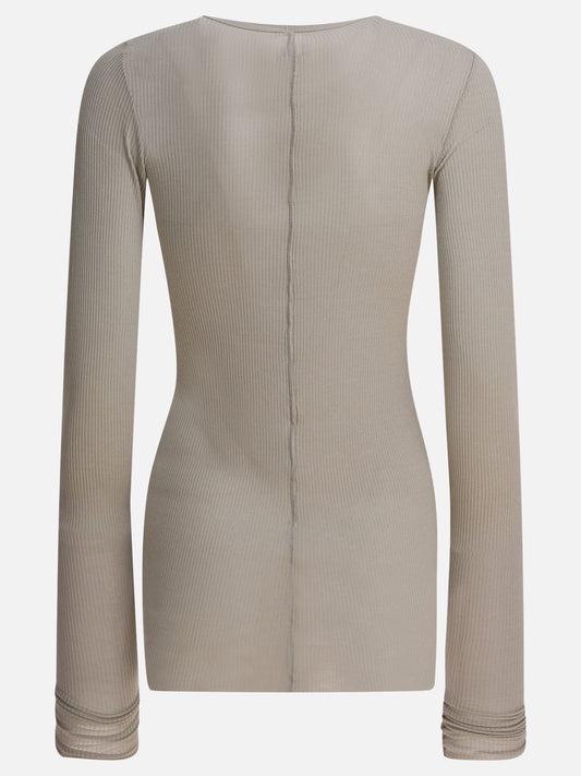 Rick Owens Ribbed viscose and wool T-shirt 10189303_38 Grey 2