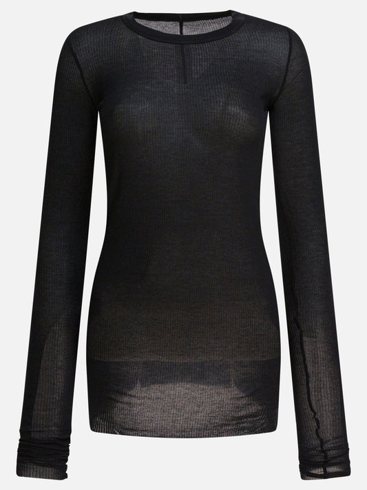 Rick Owens Ribbed viscose and wool T-shirt 19625939_38 Black 1