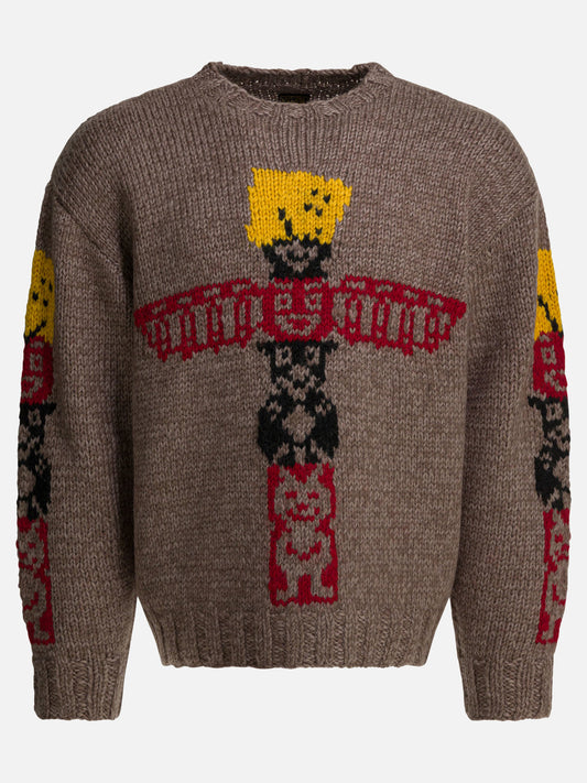 Crewneck sweaters Textured knit  Brown - KAPITAL Men | PLP | VIETTI Online Store 
