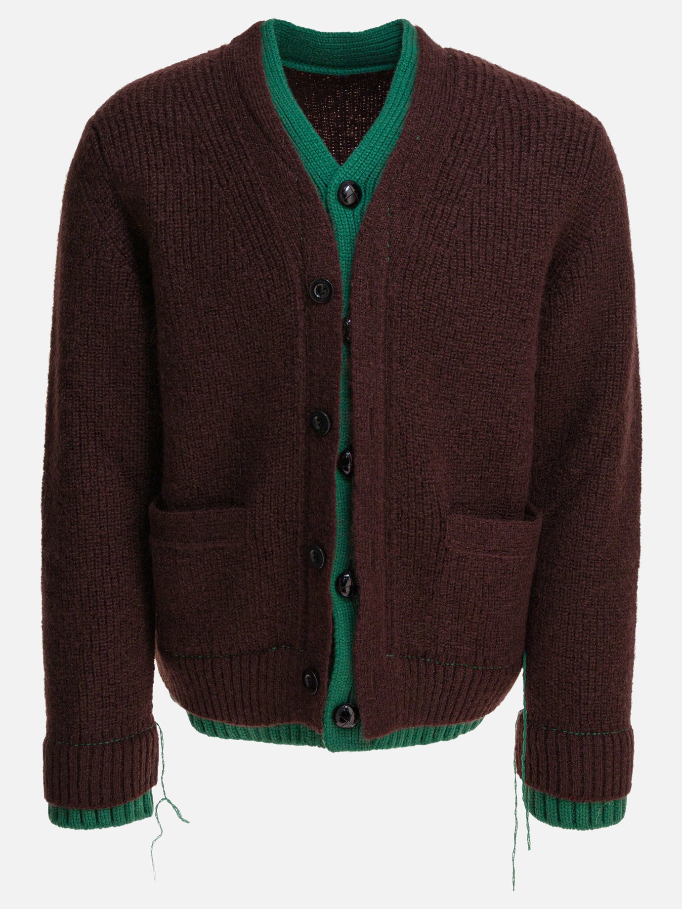 Sacai Cardigan in mista lana 14870539_3 Brown thumbnail_1