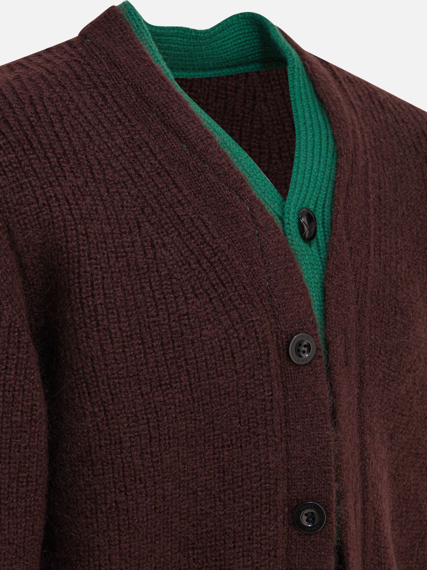 Sacai Cardigan in mista lana 14870539_3 Brown thumbnail_3
