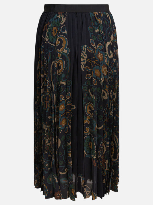 Sacai Floral print skirt 17598740_2 Blue 2