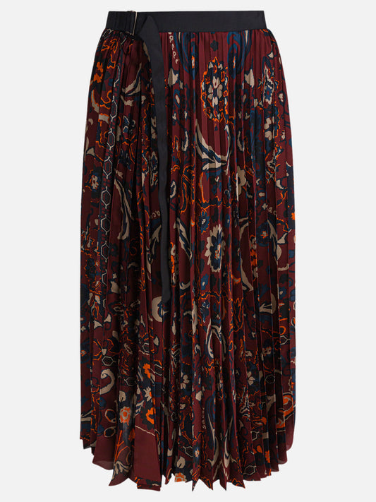 Sacai Floral print skirt Bordeaux

