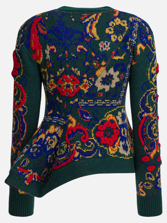 Sacai Floral jacquard knit sweater 18198575_2 Green 2