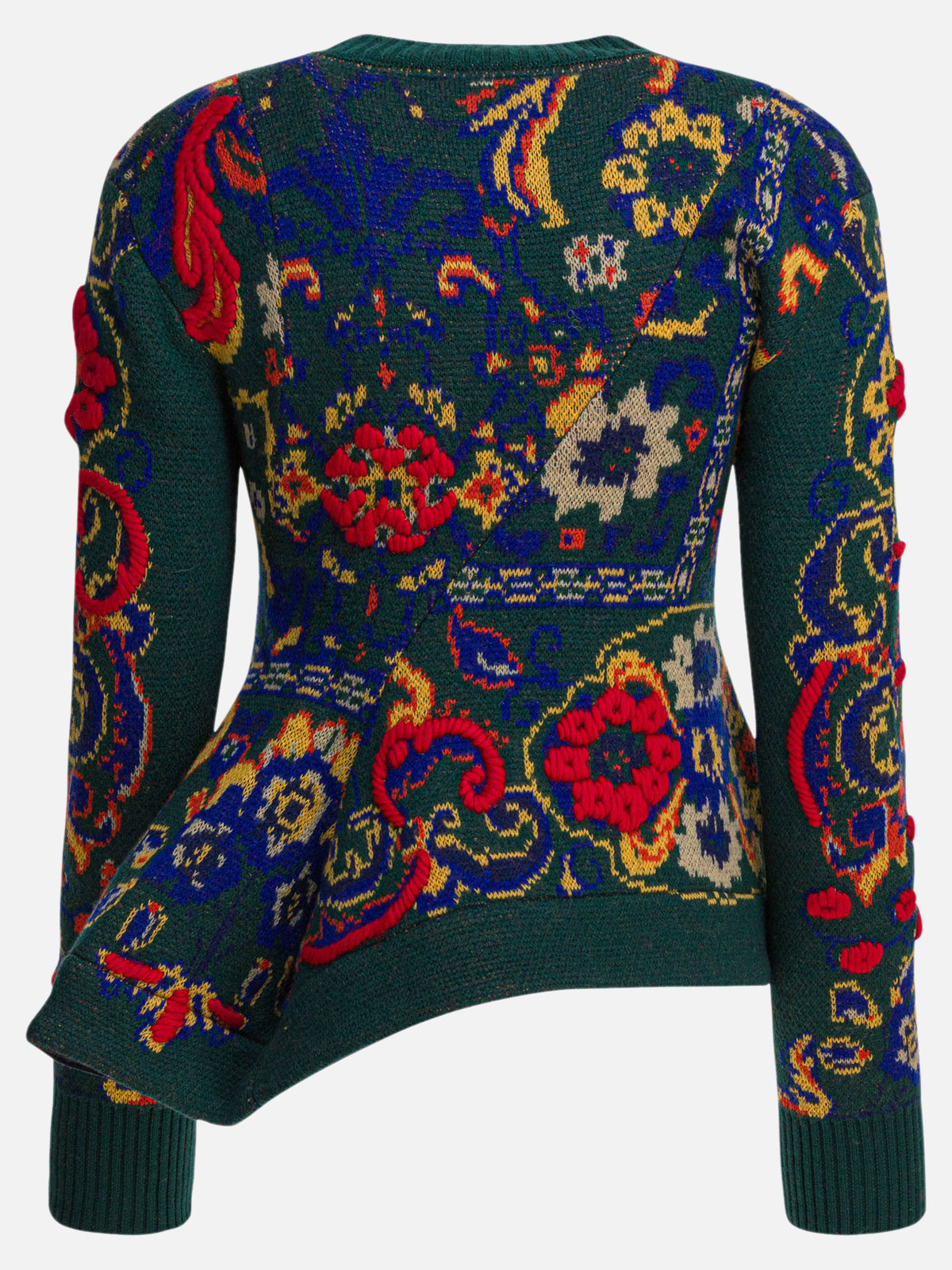 Sacai Floral jacquard knit sweater Green