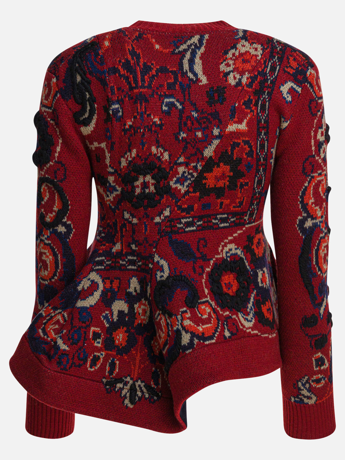 Sacai Floral jacquard knit sweater Bordeaux - VIETTI