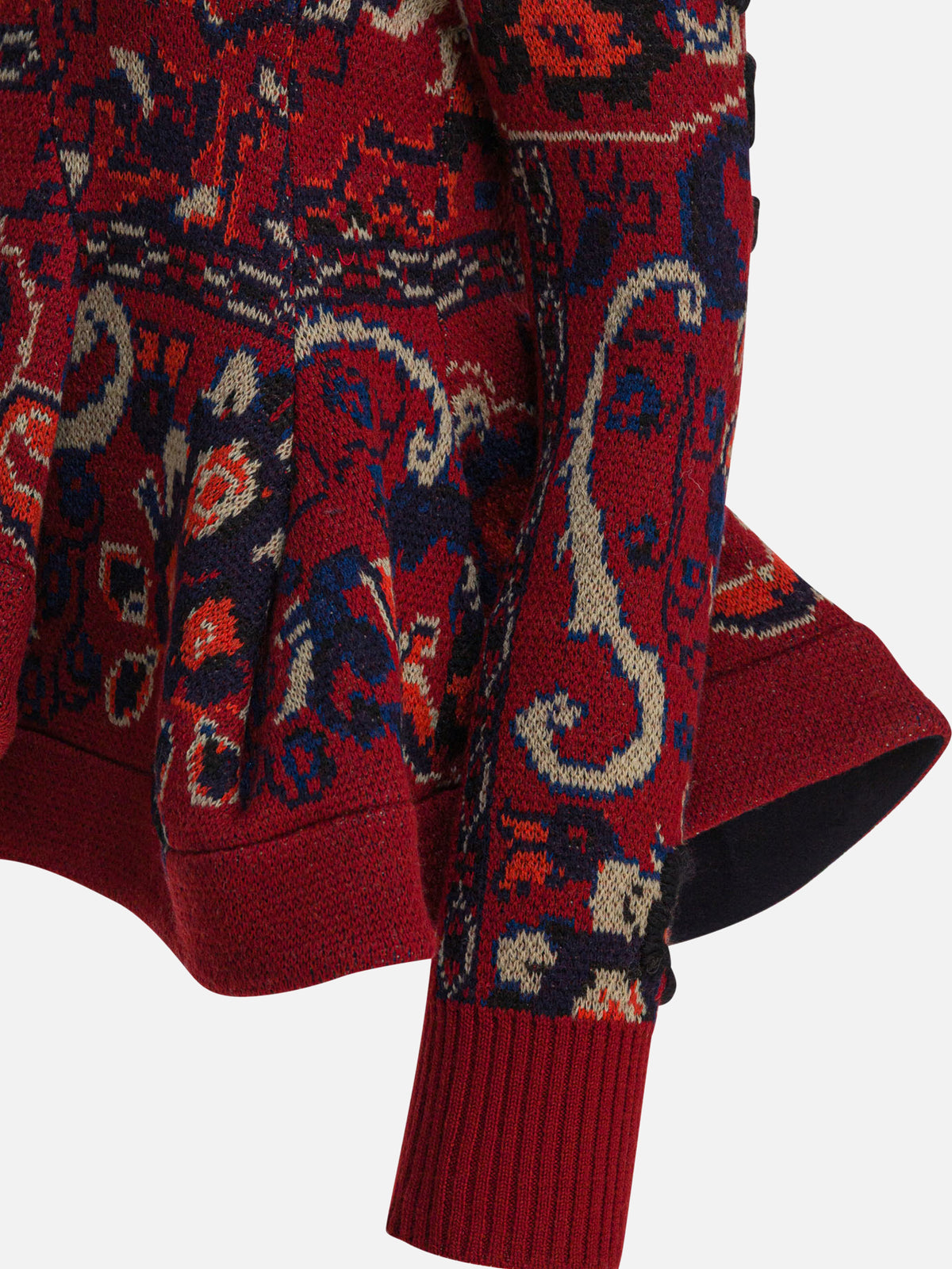 Sacai Floral jacquard knit sweater Bordeaux