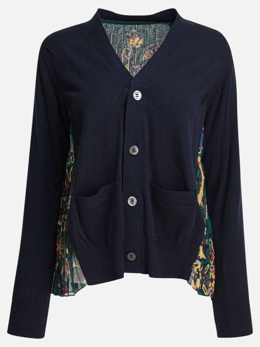 Sacai Cardigan with floral print 12637320_2 Blue 1