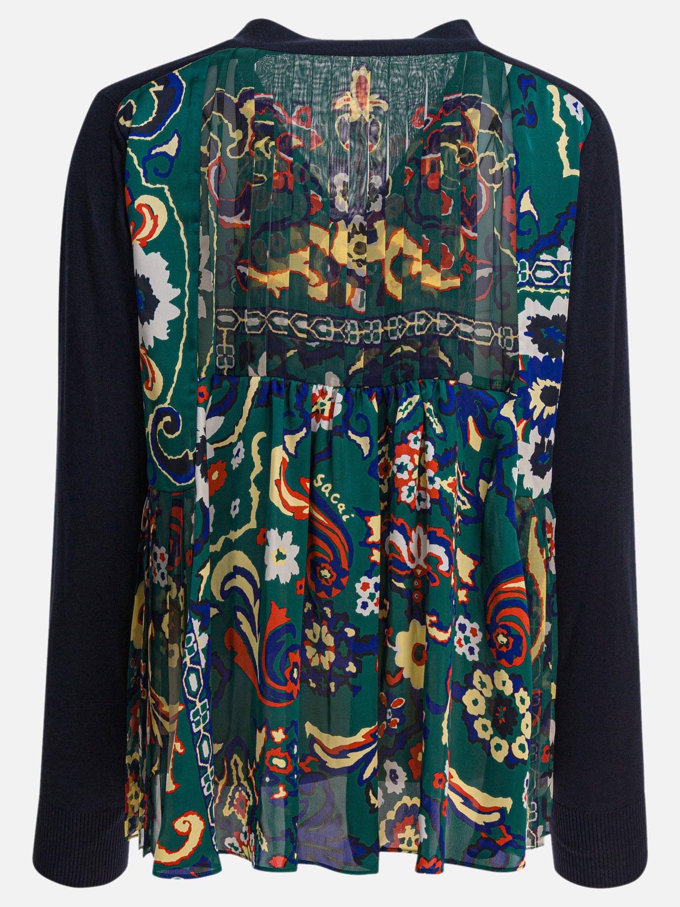 Sacai Cardigan with floral print Blue - Women | VIETTI Online Store