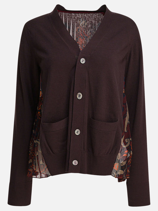 Sacai Cardigan with floral print 12593421_2 Brown 1