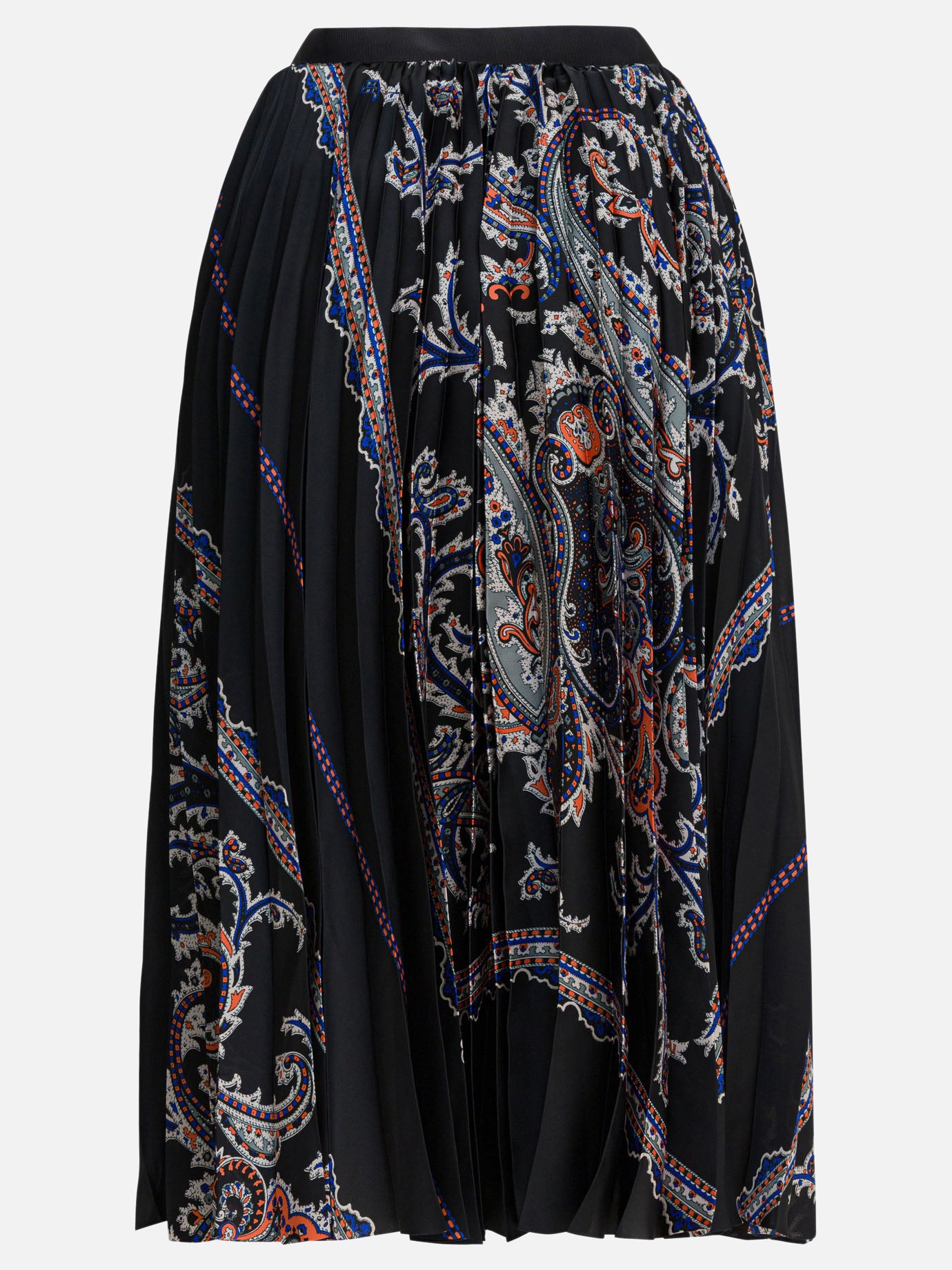Sacai Pleated skirt with paisley print Black - Women | VIETTI