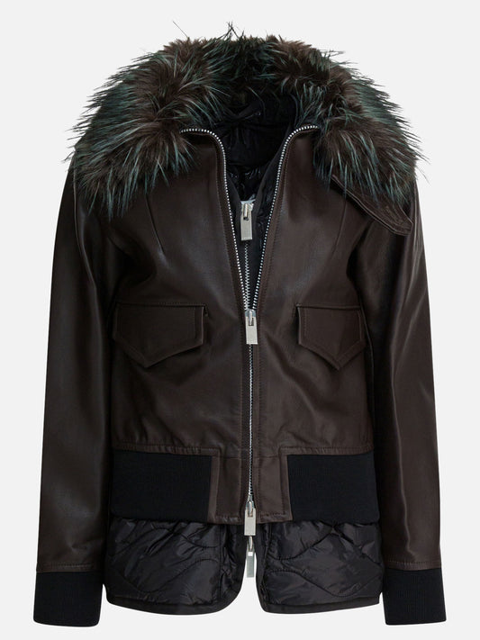 Giacche in pelle Solid colour  Marrone - Sacai Donna | PDP | VIETTI Online Store 
