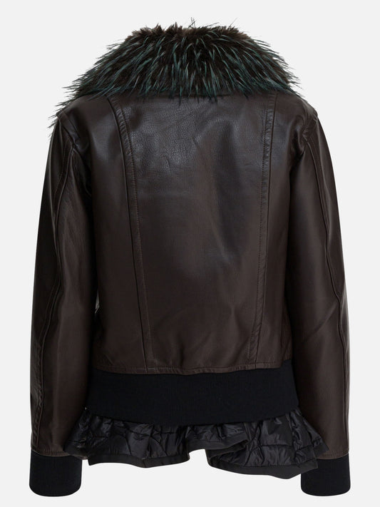 Giacche in pelle Solid colour  Marrone - Sacai Donna | PDP | VIETTI Online Store | 2
