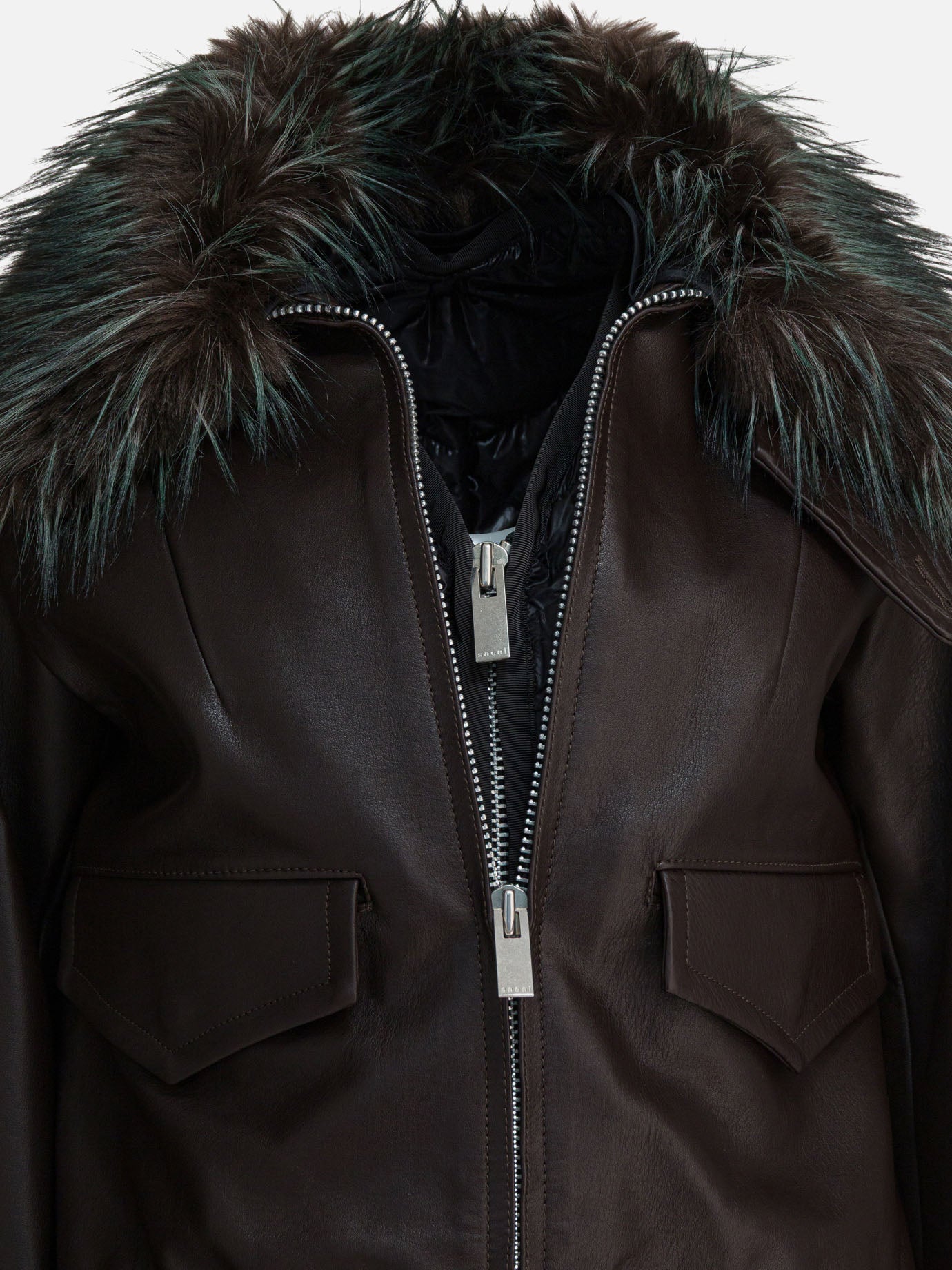 Leather jackets Solid colour  Brown - Sacai Women | PDP | VIETTI Online Store | thumbnail_3