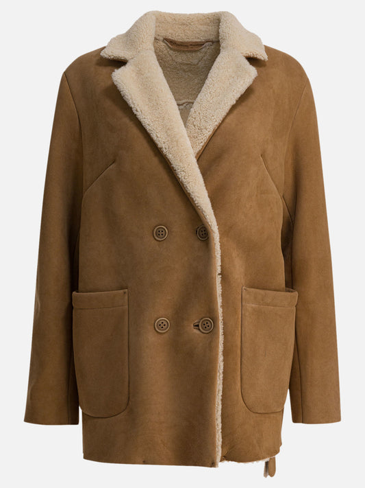 Salvatore Santoro Balzer shearling suede leather jacket Beige

