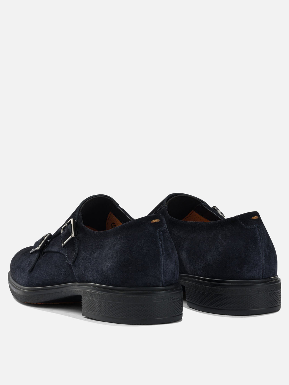 Santoni Suede double buckle loafers Blue