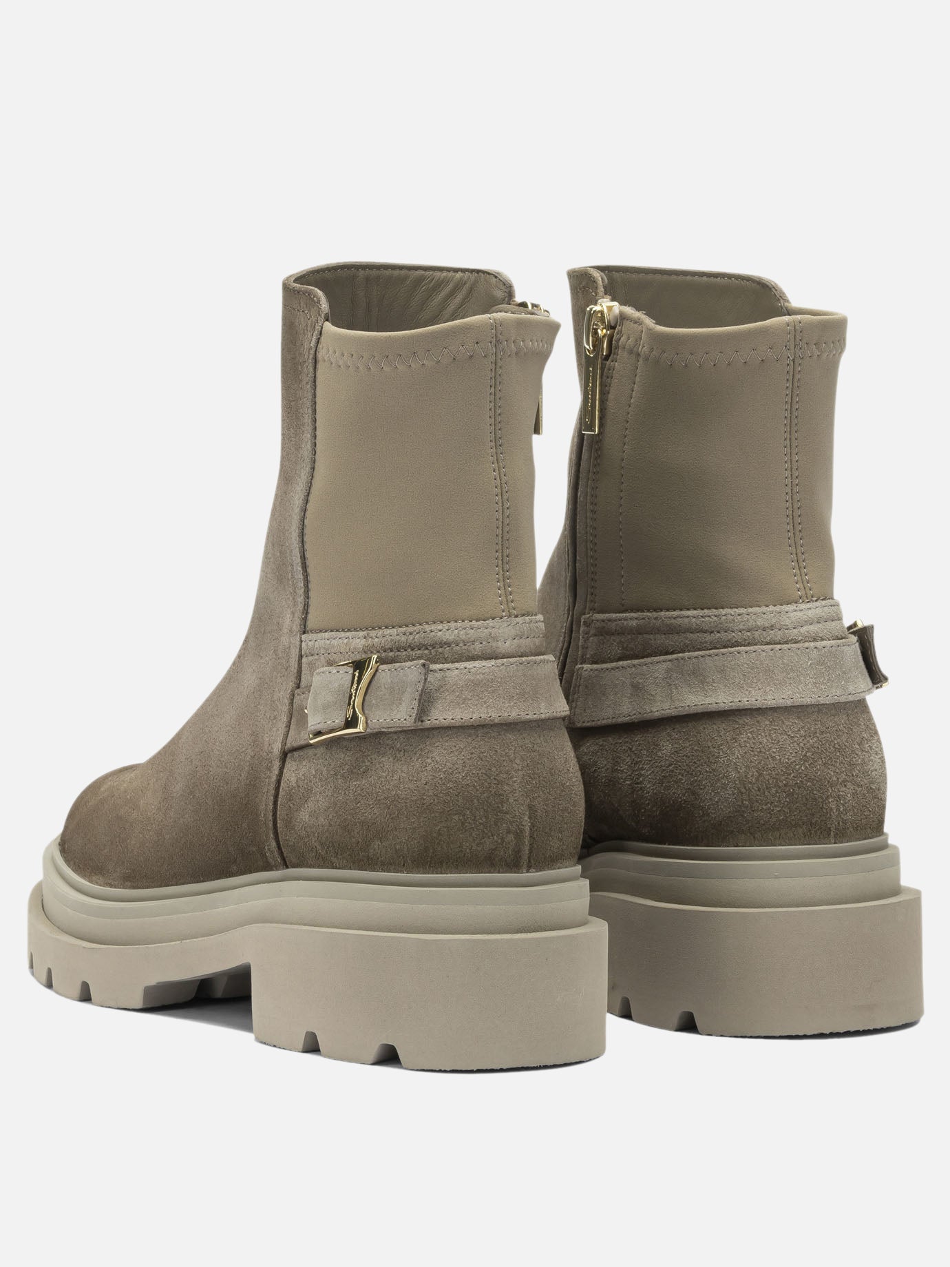 Stivaletti con zip 100% suede - 100% rubber  Beige - Santoni Donna | PDP | VIETTI Online Store | thumbnail_4