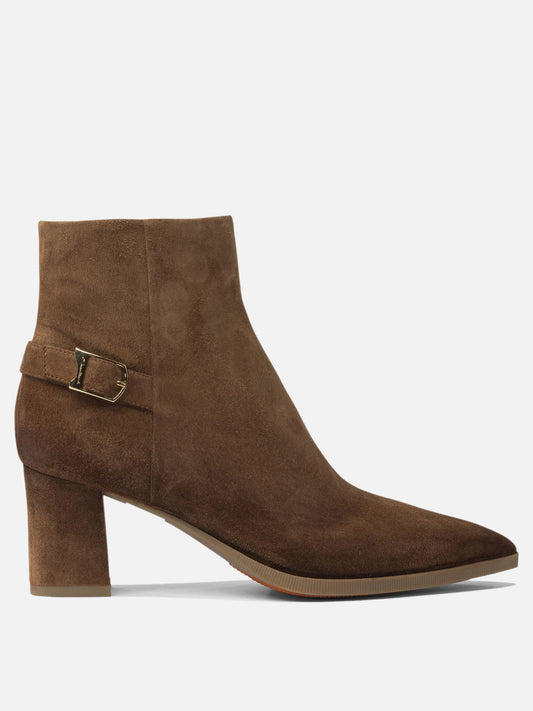 Zipped boots 100% suede - 100% rubber  Brown - Santoni Women | VIETTI Online Store 
