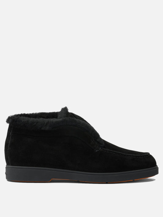 Pull-on boots 100% suede - 100% rubber  Black - Santoni Women | VIETTI Online Store 
