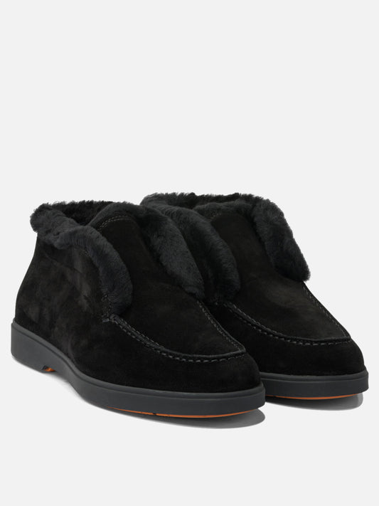 Pull-on boots 100% suede - 100% rubber  Black - Santoni Women | VIETTI Online Store | 2

