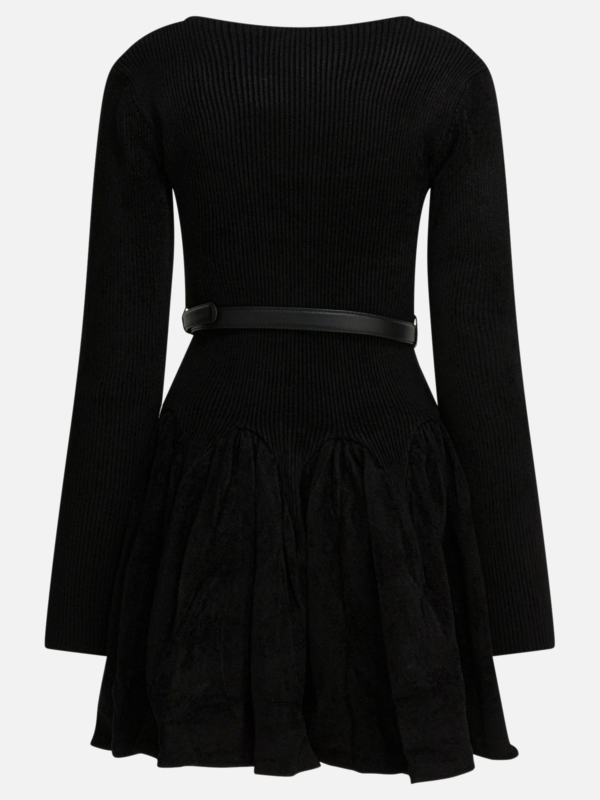 Self-portrait Knitted flared dress Black