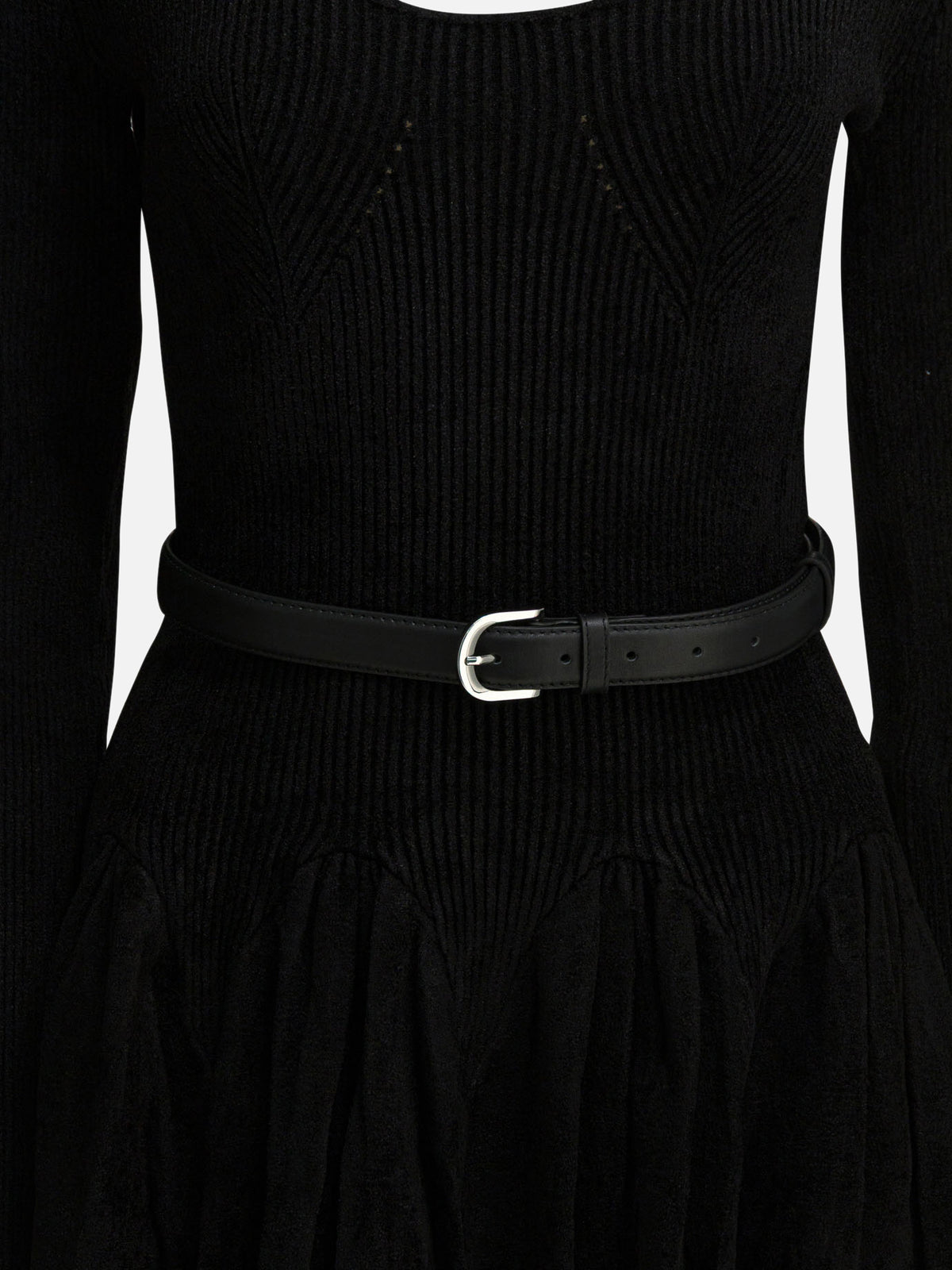 Self-portrait Knitted flared dress Black