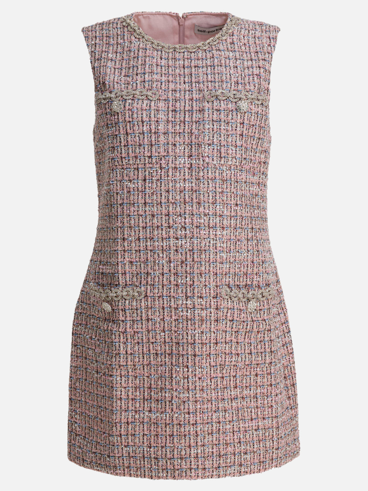 Self-portrait Short boucle dress Pink