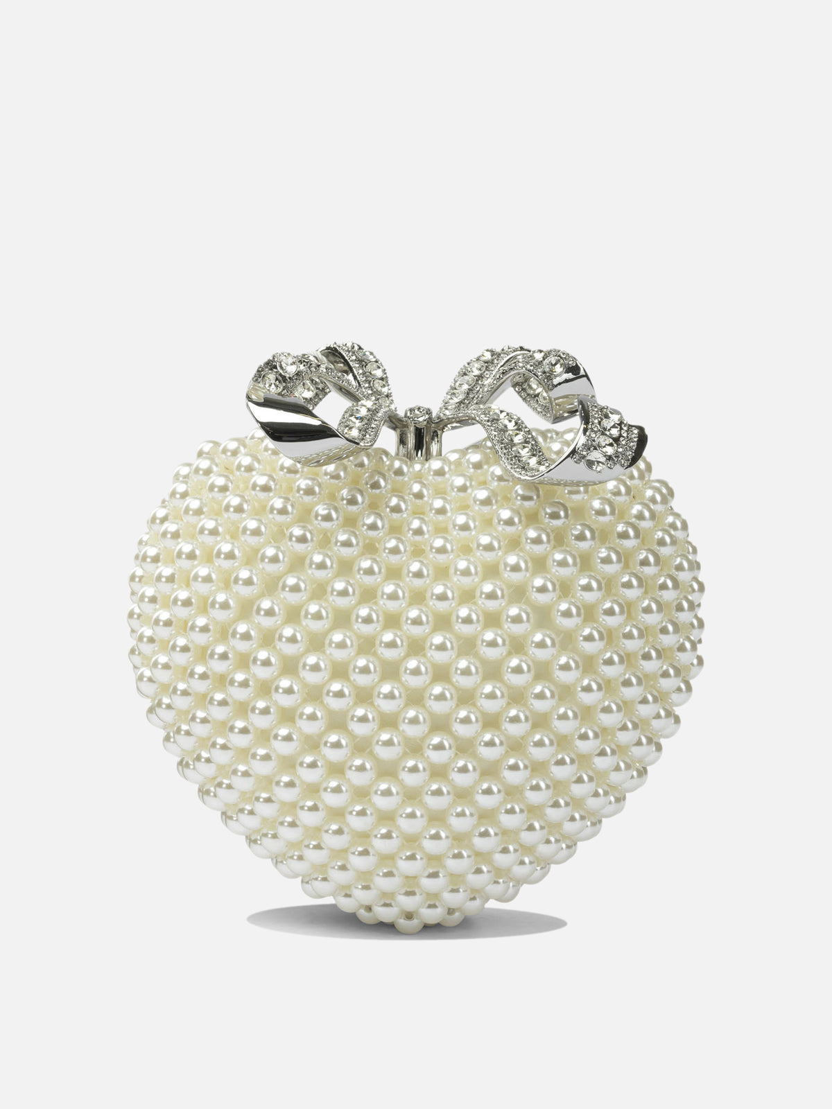 Self-portrait Heart-shaped clutch Beige