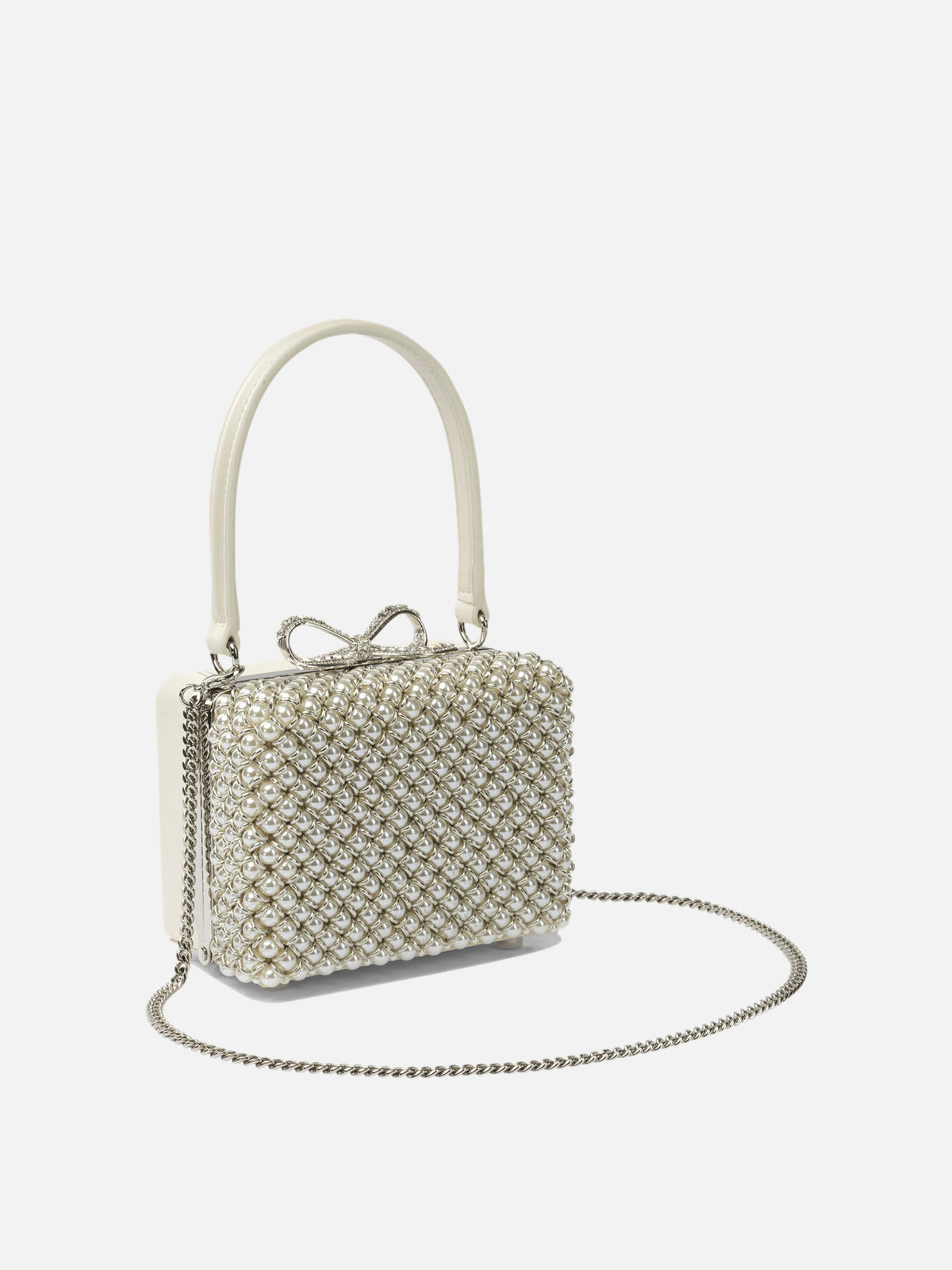 Self-portrait Hand bag with pearls - Beige