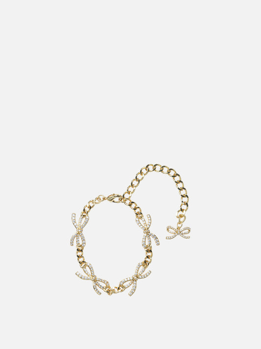 Self-portrait Crystal bow bracelet Gold


