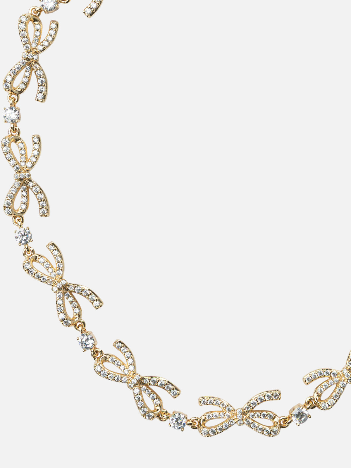 Self-portrait Necklace with embellished bows and crystals Gold