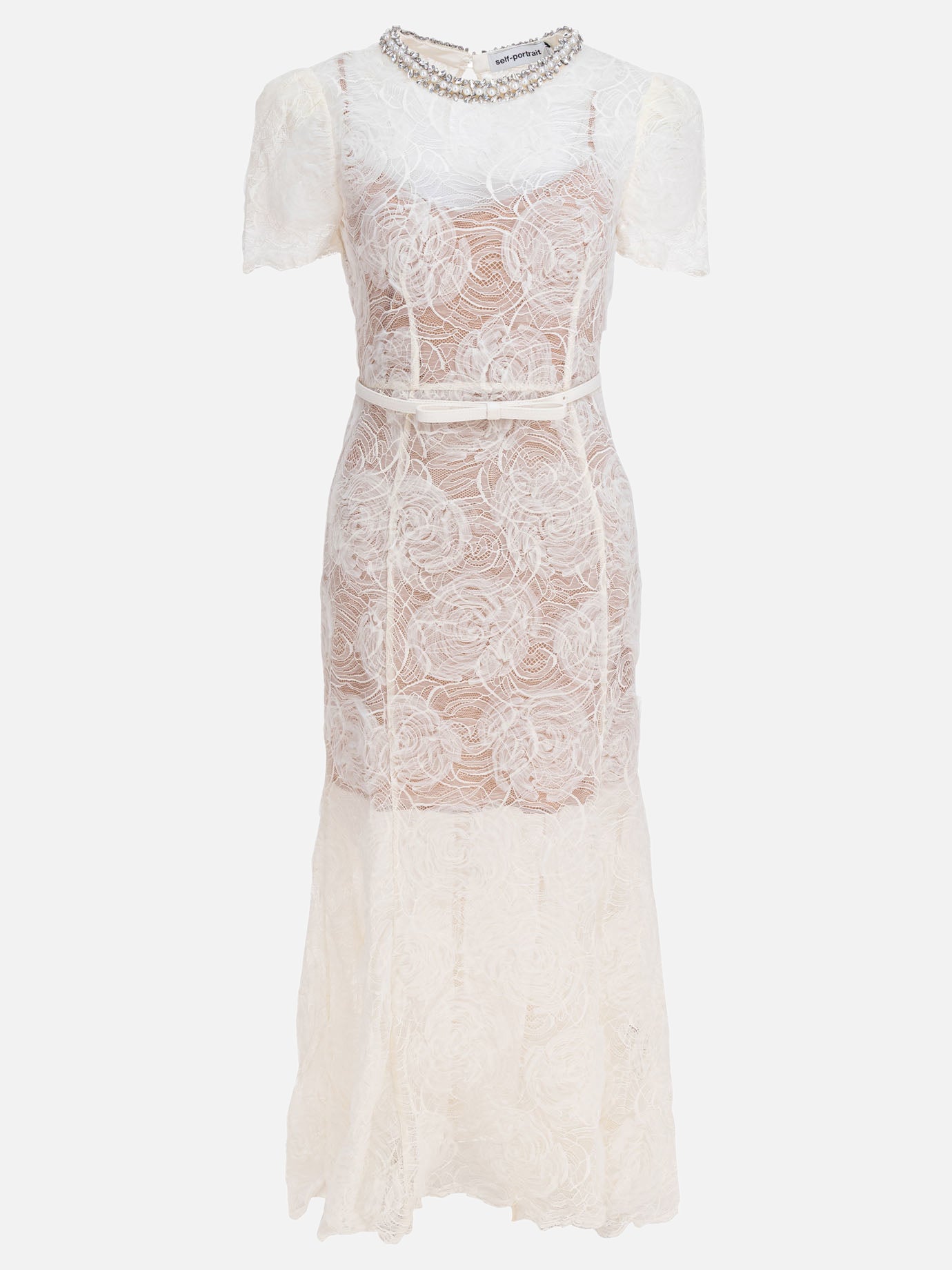 Midi dresses Solid colour  Beige - Self-portrait Women | PDP | VIETTI Online Store | thumbnail