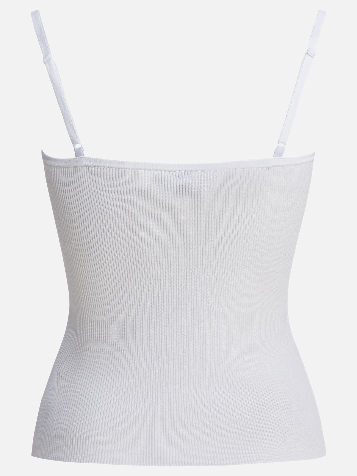 Self-portrait Ribbed tank top with lace neckline White - VIETTI