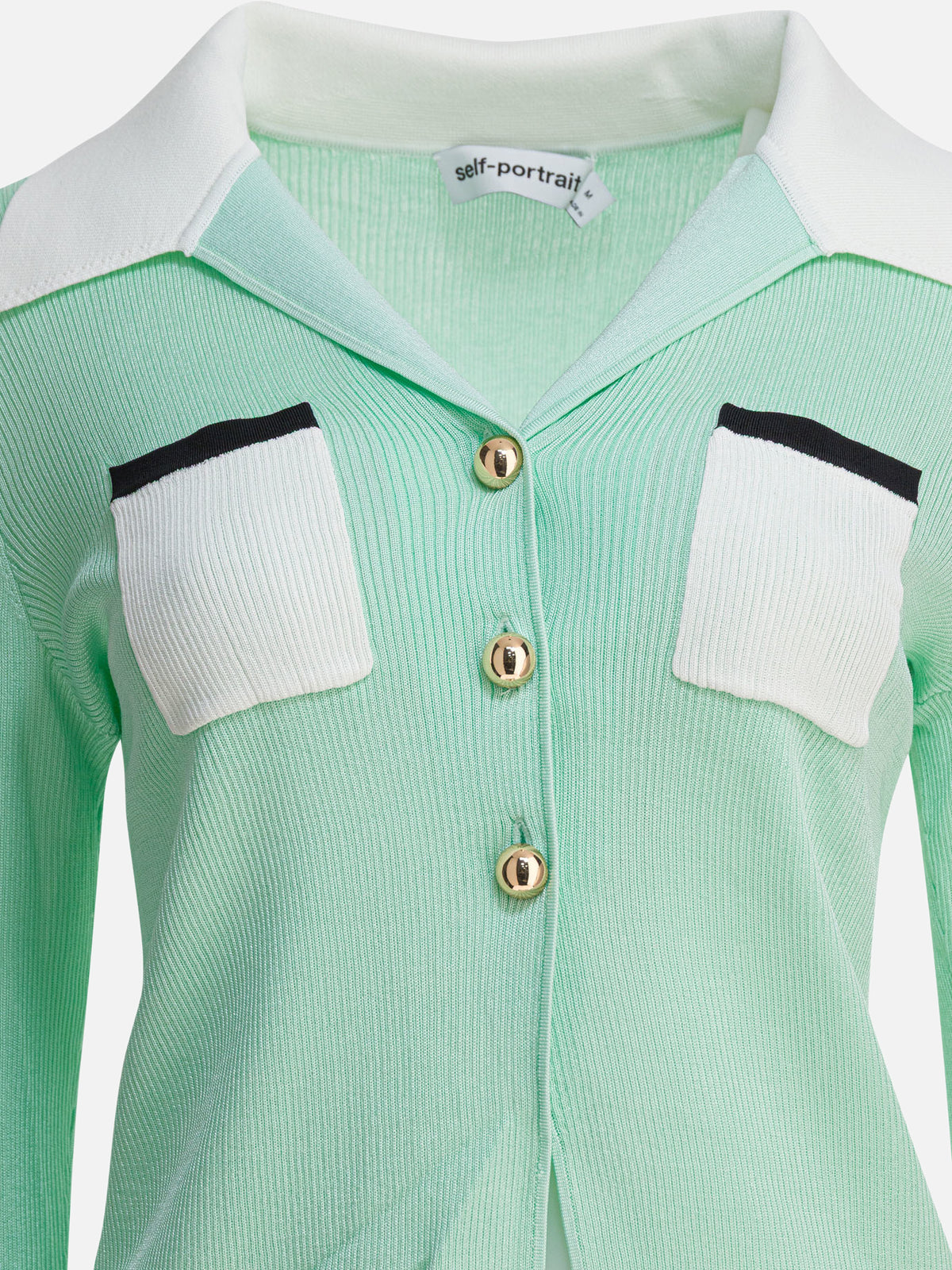 Self-portrait Ribbed viscose peplum top Green - VIETTI