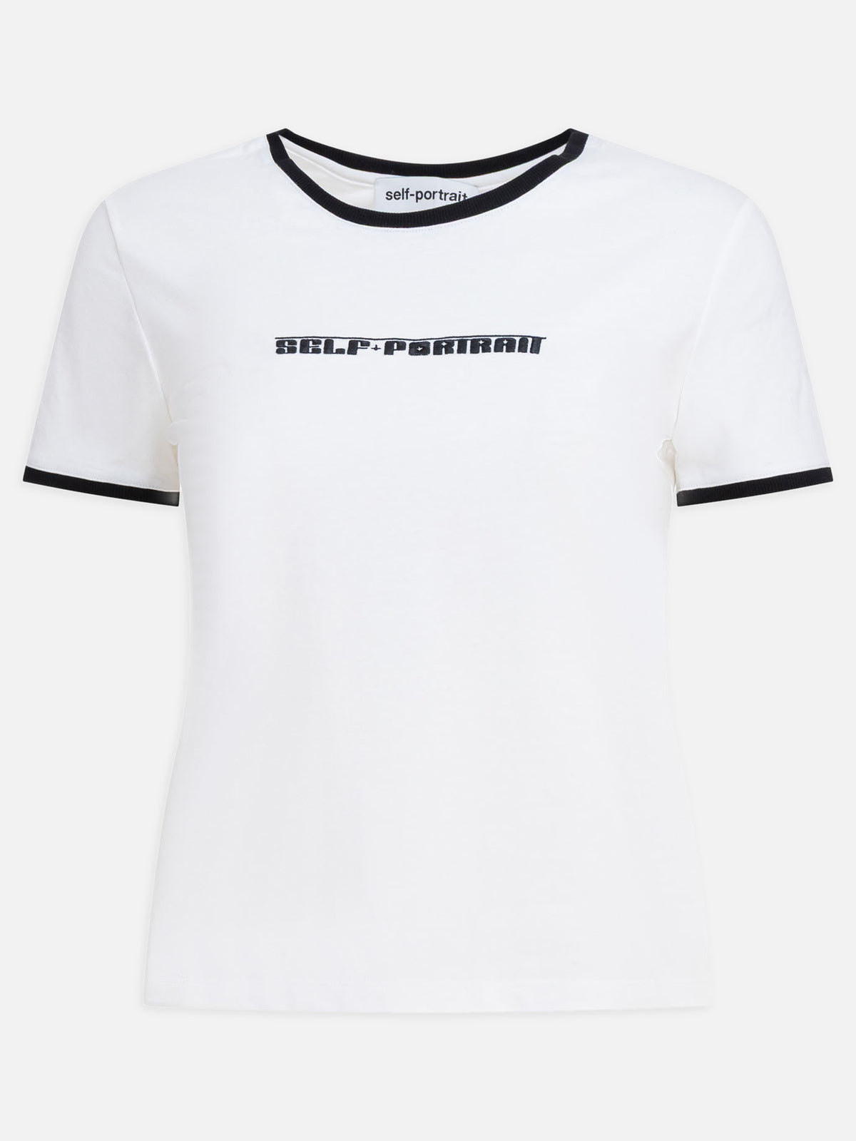 Self-portrait Crew-neck T-shirt with embroidered logo White