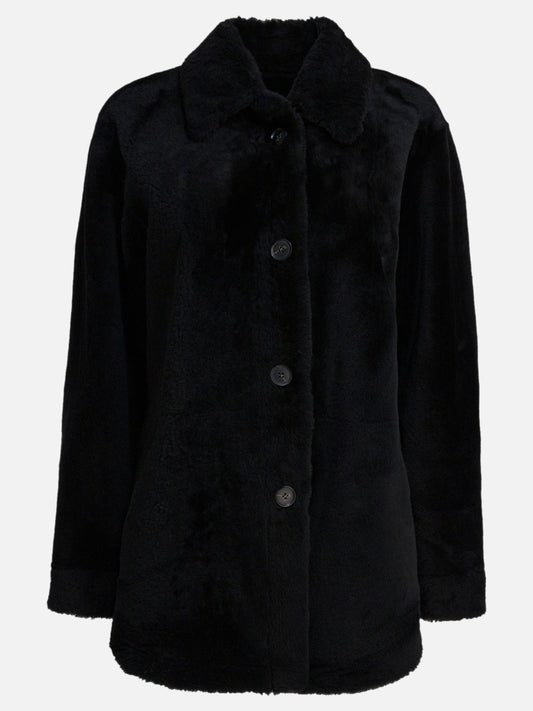 Semper Long reversible leather coat Black

