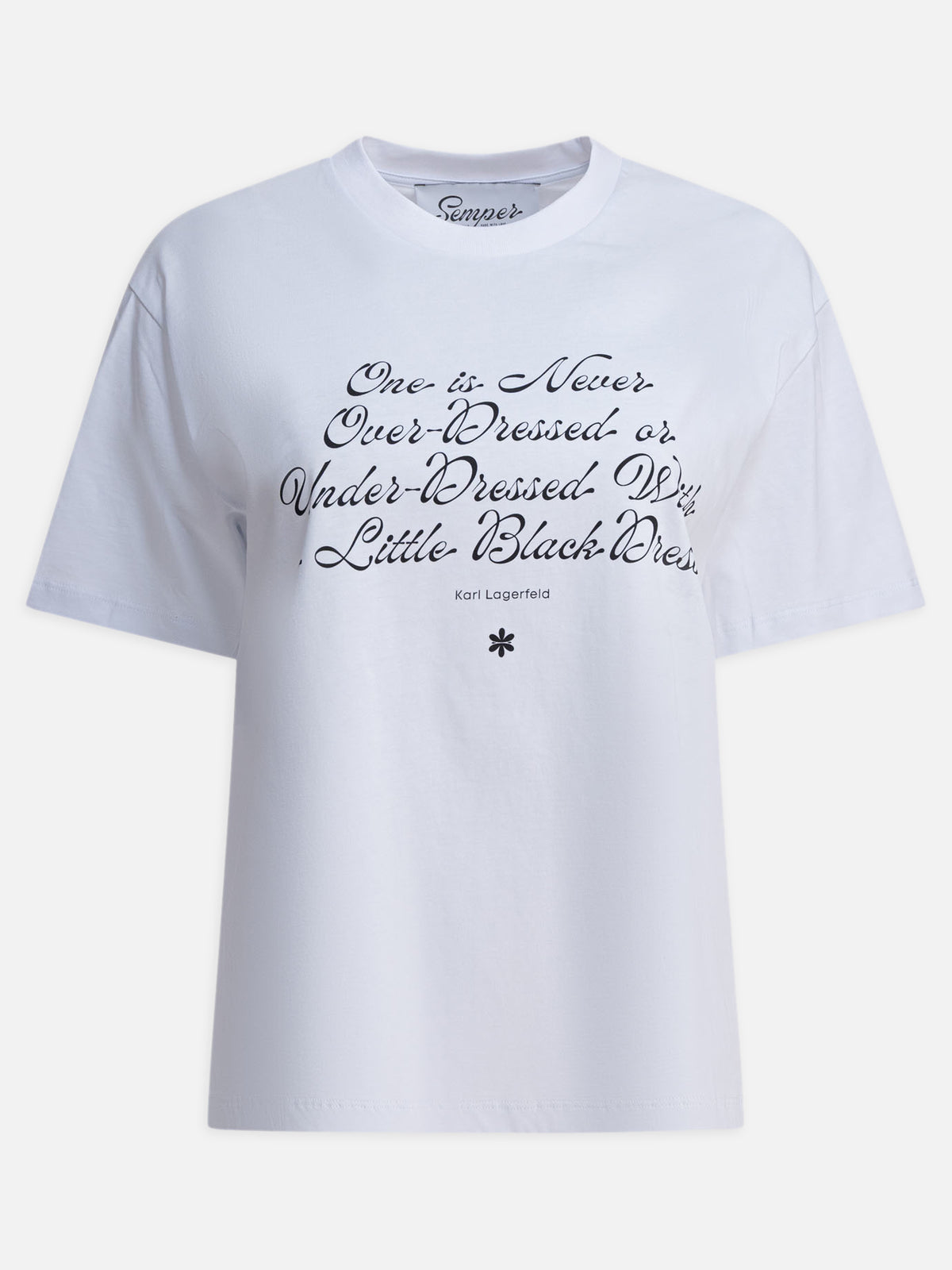 Semper T-shirt with Karl Lagerfield quote White
