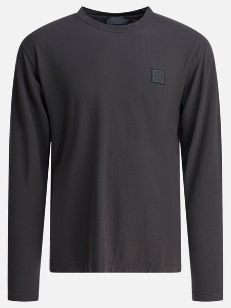 Stone Island Cotton crepe jersey T-shirt with logo Grey