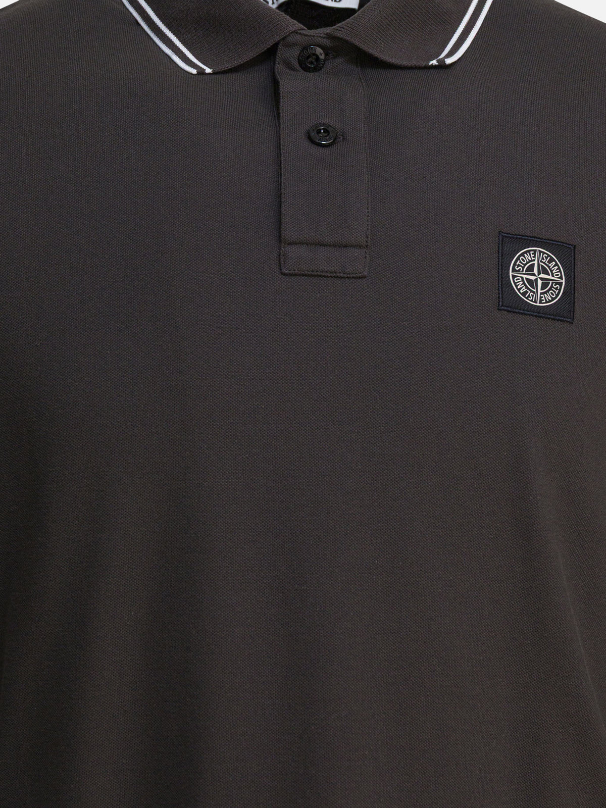 Stone Island Organic cotton and pique polo shirt Grey