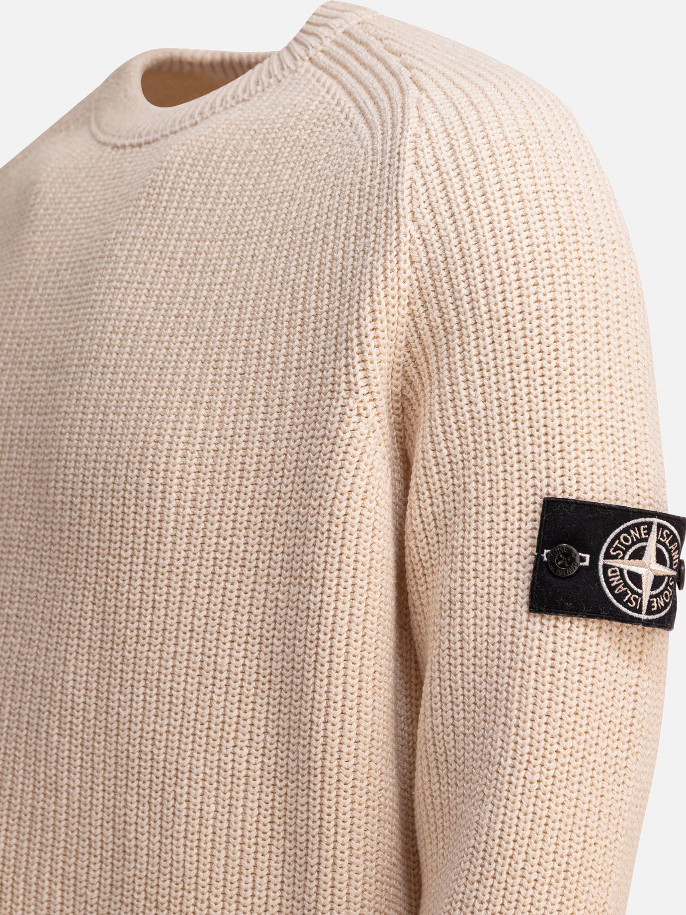 Stone Island Ribbed crewneck sweater Beige