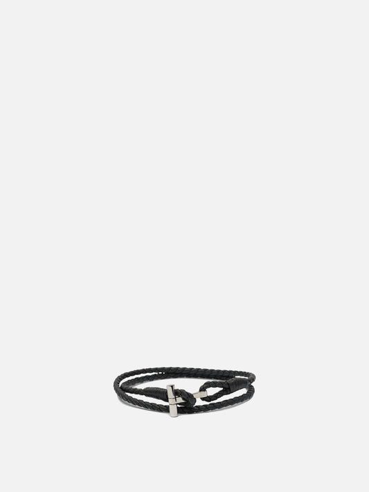 Tom Ford Bracciale in pelle intrecciata a T 27462934_L Black 1