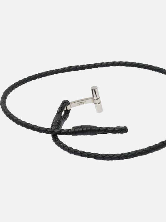 Tom Ford Bracciale in pelle intrecciata a T 27462934_L Black 2