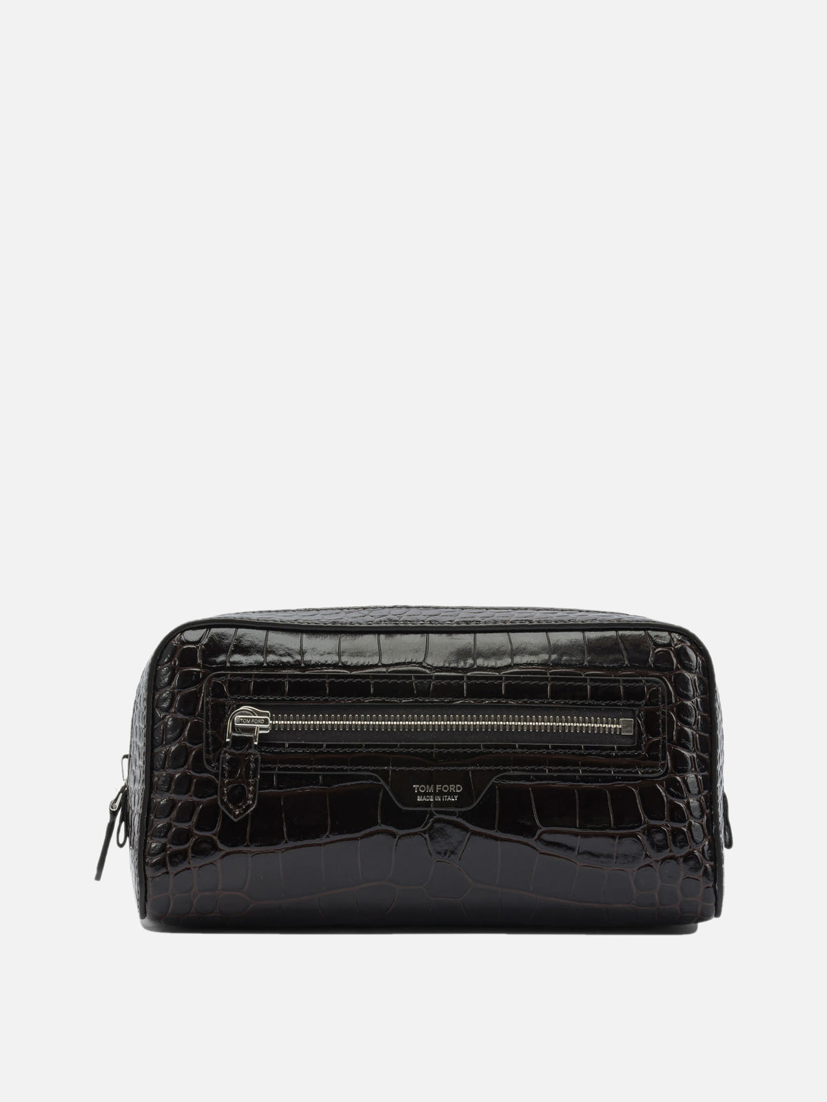 Tom Ford Crocodile print leather beauty case Brown