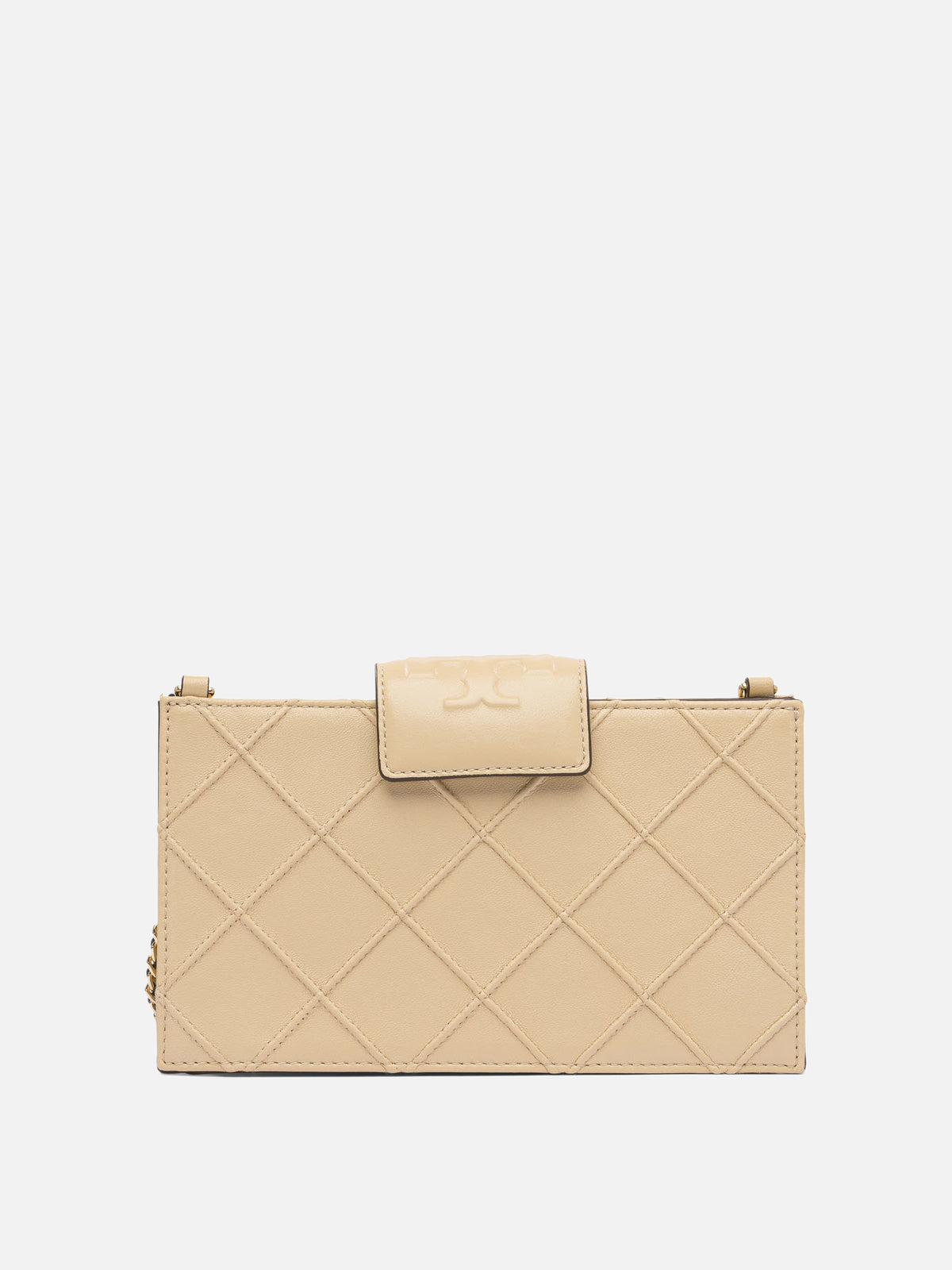 Tory Burch "Fleming" Chain Wallet Beige