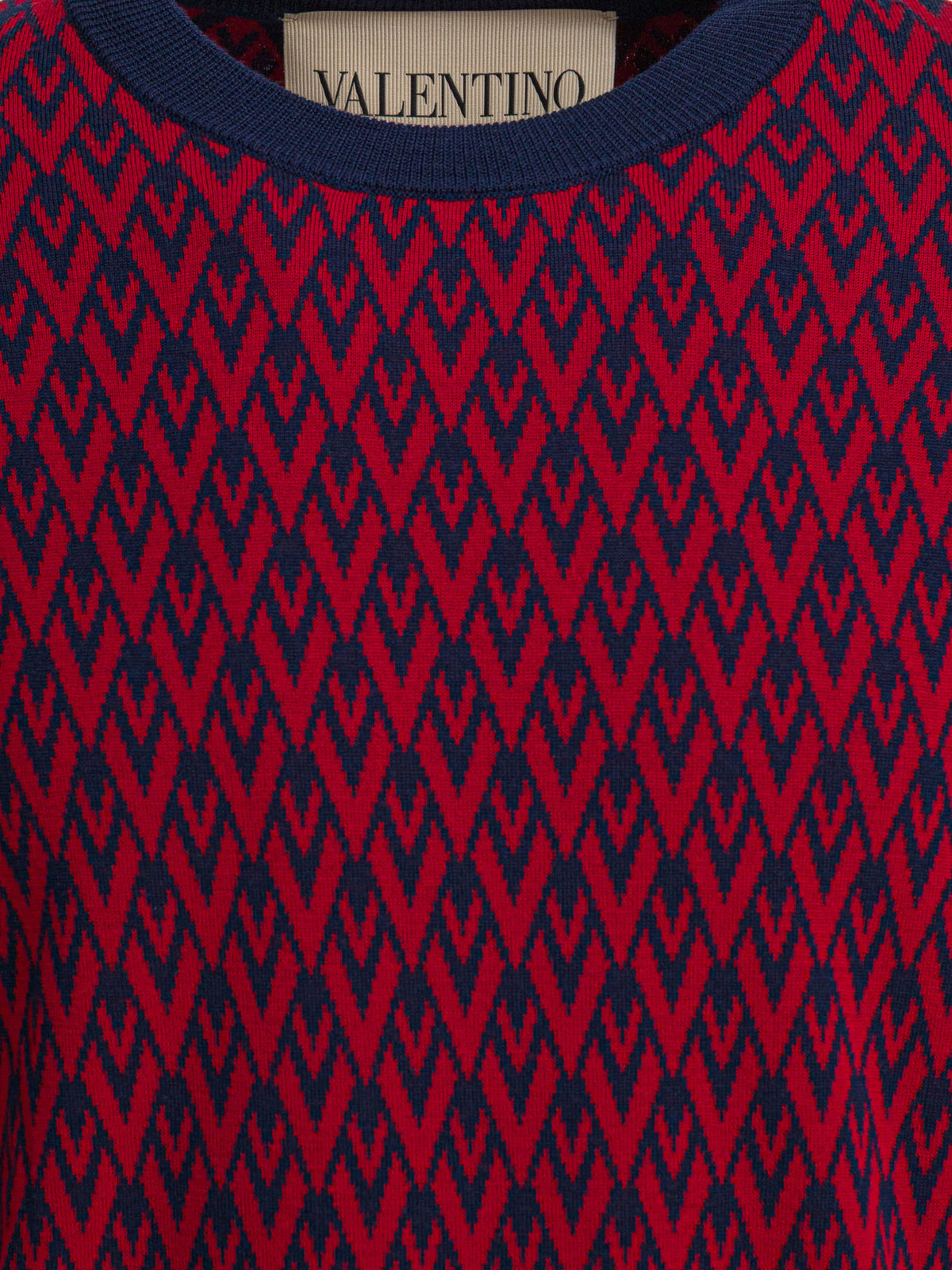 Valentino Maglione girocollo "Toute La V" Blu - VIETTI