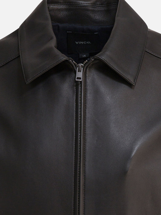 Vince Leather jacket with zipper Black

