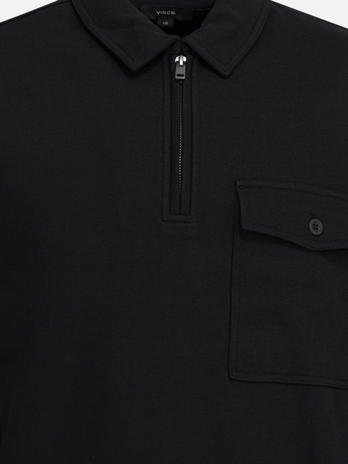 Vince Cotton blend zippered polo shirt Black - VIETTI