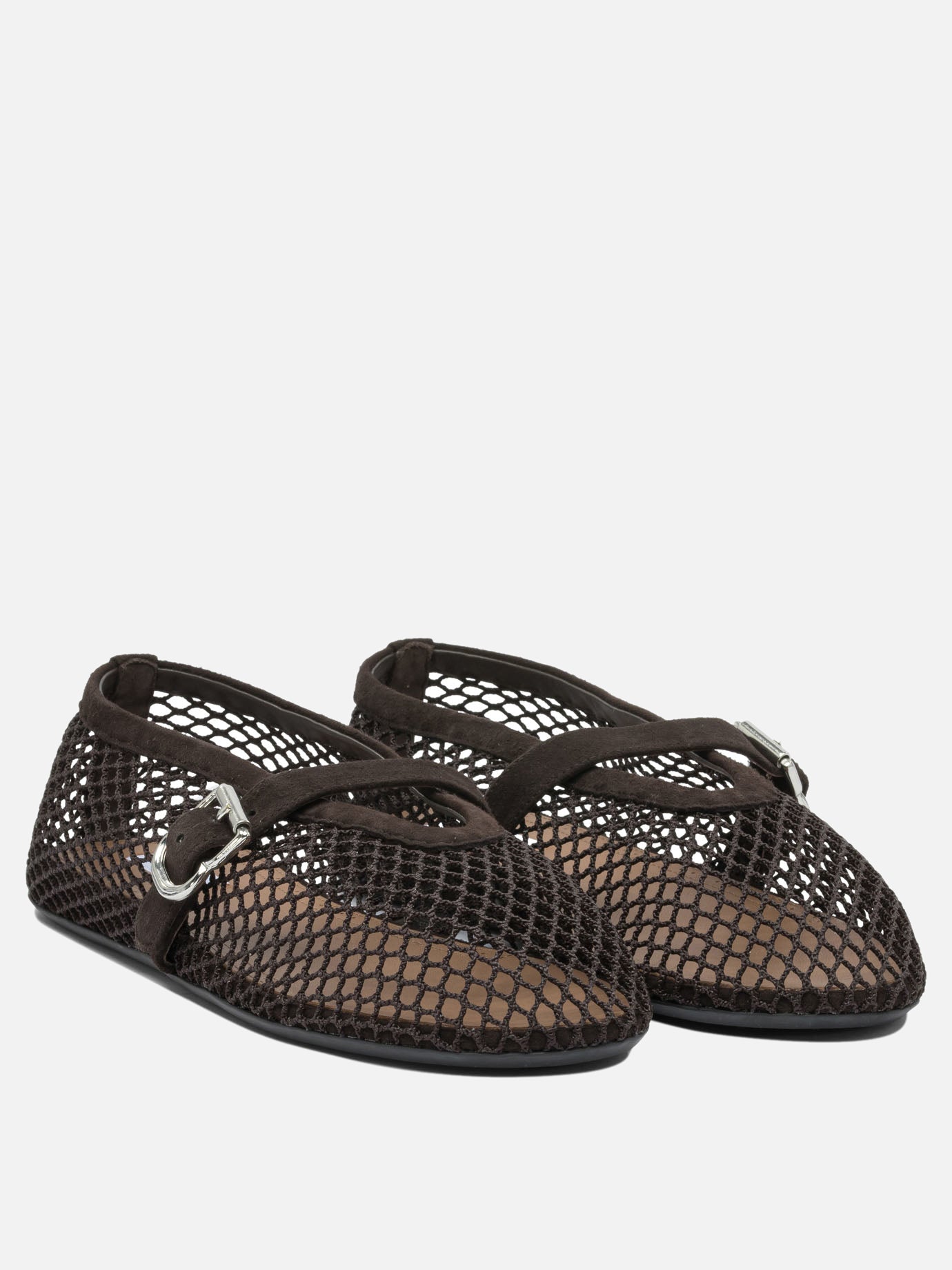 Mary Jane ballet flats 80% polyamide 20% leather - 100% rubber  Brown - Alaïa Women | PDP | VIETTI Online Store | Zoom-Modal_2
